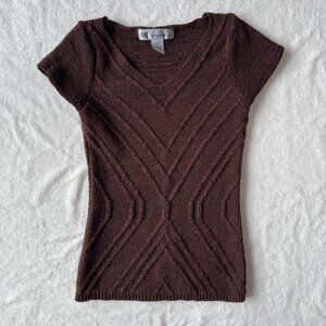 melanie lyne chocolate brown knit top